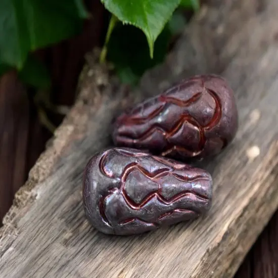 *6* 25x12mm Red Wine Nebula Mermaid Scale Large Drop Beads {3}