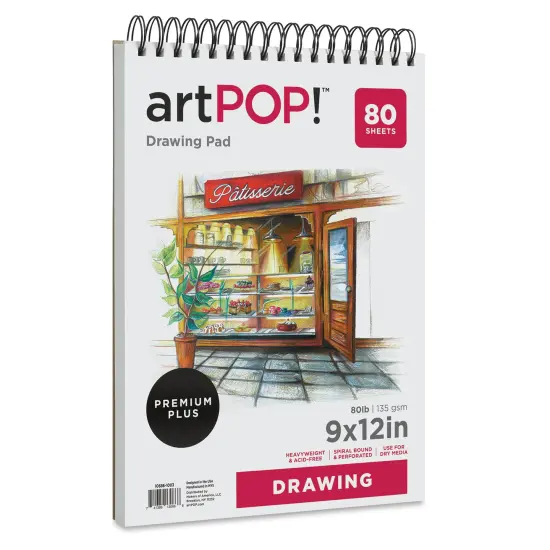 artPOP! Drawing Pad, 9" x 12", 50 Sheets, 80 lb/135 gsm, Acid-Free, Top Wirebound, Artist Paper for Drawing & Sketching, Students & Adults, Colored Pencil, Graphite, Charcoal, Pastels {2}