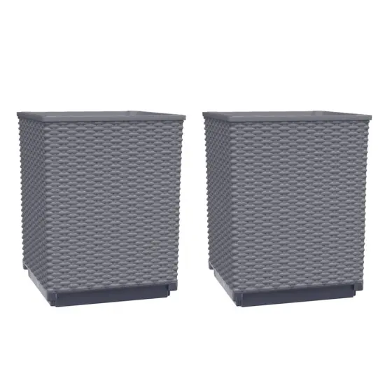 vidaXL Planters 2 pcs Dark Gray 11.8"x11.8"x14.6" Polypropylene {2}