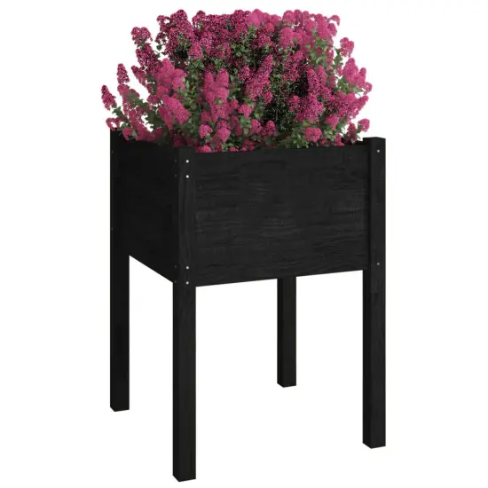 vidaXL Garden Planter Black 19.7"x19.7"x27.6" Solid Wood Pine {3}