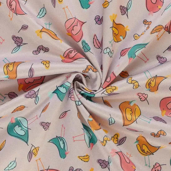 Mook Fabrics Little Birds Printed PUL Fabric [60 in. Wide] - By The Yard Beige {2}