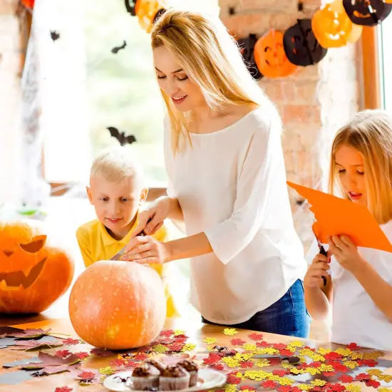 600 Pcs Fall Thanksgiving Confetti Maple Leaf Table Scatter Foil Confetti {3}