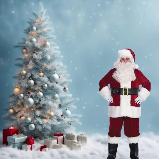 Velveteen Santa Suit with Plush Trim, Vinyl Boot Tops, Gloves, and Matching Belt Set {3}