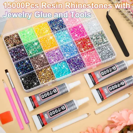 31200Pcs 3MM Flat Back Rhinestones Gems with B7000 Glue - Rainbow Crystals {4}