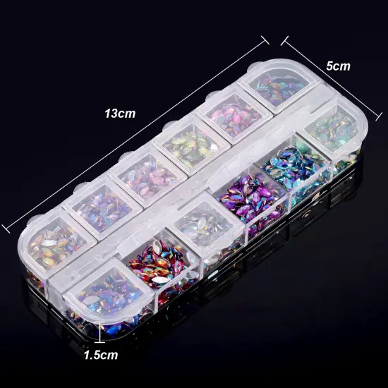 1200 Pieces 12 Colors Shiny Rhinestones Horse Eye Rhinestones Flat Back {4}