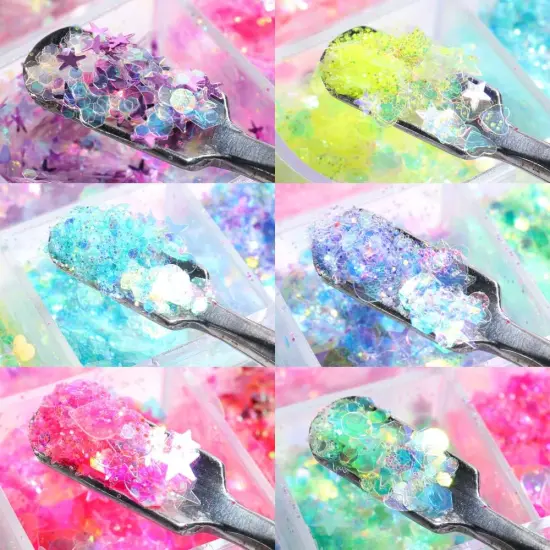 12 Color Butterfly Nail Art Glitter Sequins 3D Holographic Nail Glitter {5}