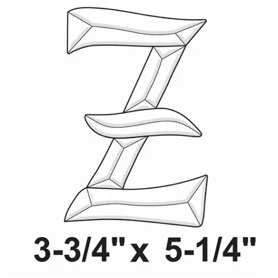 3-3/4" x 5-1/4" Exquisite Clear Glass Letter Z Bevel Cluster BLZ {2}