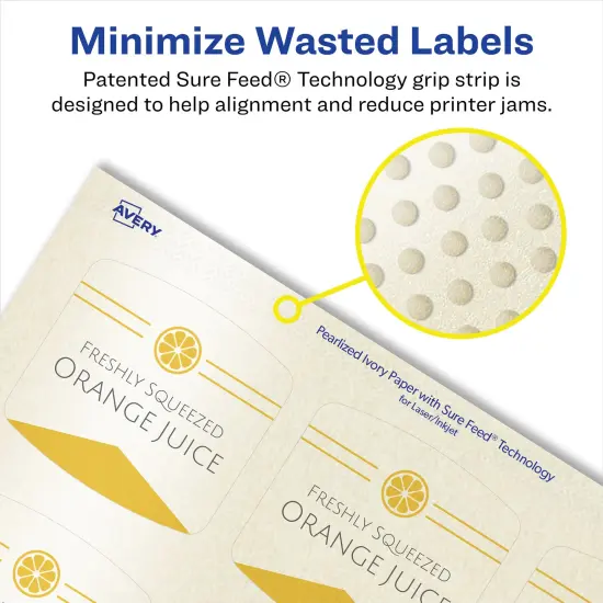 Avery Pearlized Ivory Arched Square Labels with Sure Feed Technology, Print-to-the-Edge, 2" x 2-3/16" {4}
