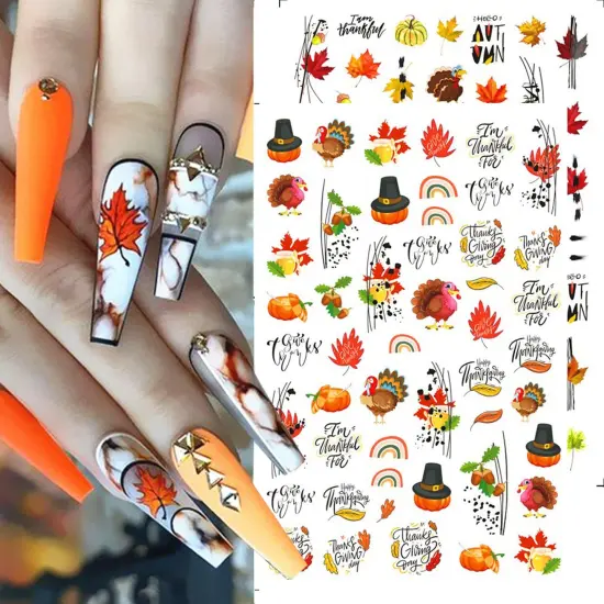 Fall Nail Art Stickers - 10 Sheets Maple Leaf Nail Art Supplies {2}