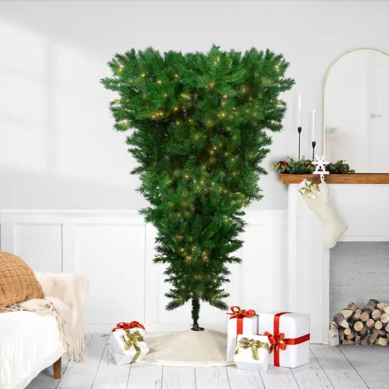 Northlight 7' Pre-Lit Green Sugar Pine Upside Down Artificial Christmas Tree - Clear Lights {1}
