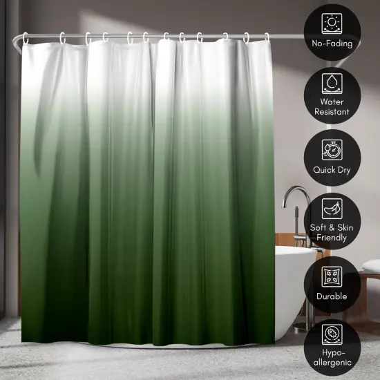 Americanflat 71x74 Ombre Green Shower Curtain - Water Resistant - Polyester Fabric {4}