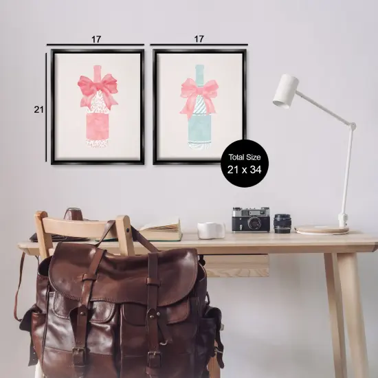 Stupell Industries Animal Patterned Champagne Bottles 2pc Floating Frame Set By Natalie Carpentieri {3}