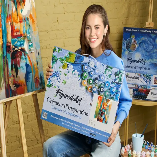 Figured'Art Paint by Numbers Kit for Adults with Frame Beauty in colours 16"x20" - Craft Art Painting DIY Kit Canvas Already Stretched on a Wooden Frame {2}