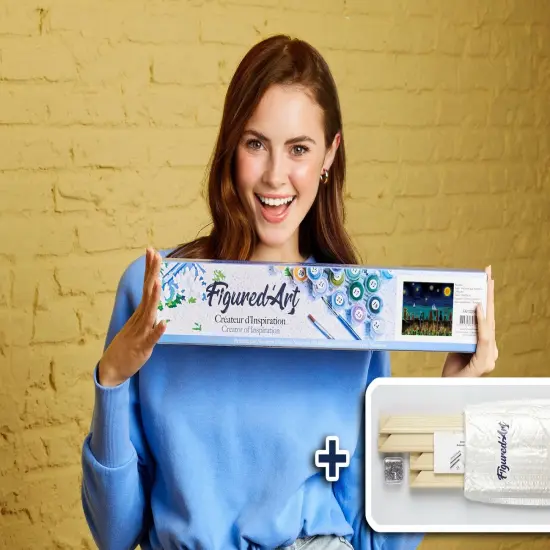 Figured'Art Paint by Numbers Kit for Adults Starry Night with Animals 16"x20" - Craft Art Painting Rolled Canvas with DIY wooden frame {2}