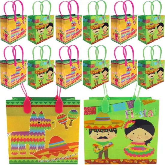 TINYMILLS Mexican Fiesta Taco Themed Party Favor Bags Treat Bags, 12 Pack {1}