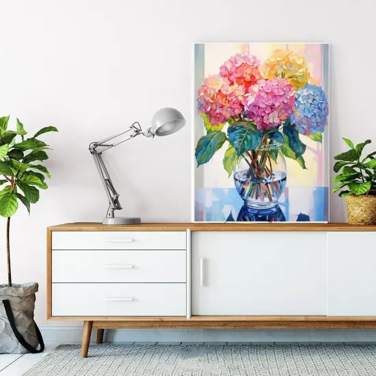 Diamond Painting Kits for Adults, Hydrangea in Glass 5D Diamond Art Kits for Beginner DIY Full Drill Diamond Dots Crystal Craft Kits for Home Wall Decor Gifts 11.8x15.7 inch {3}