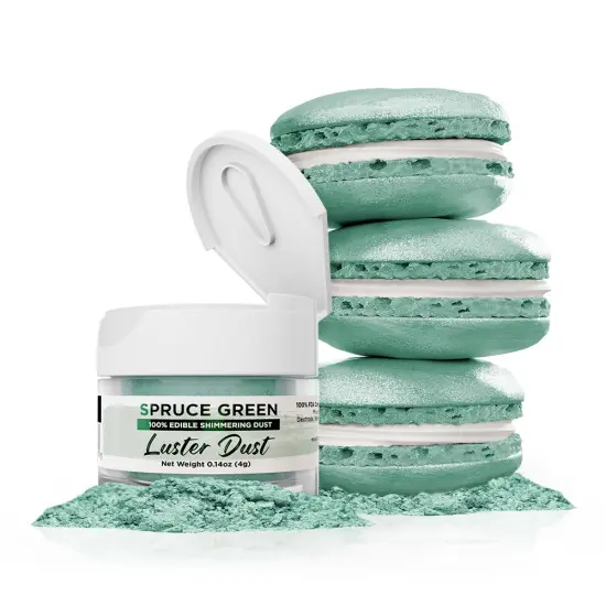 Bakell - Spruce Green Luster Dust (4g, 1x Jar) Edible Vegan Dust & Paint for Baking, Desserts and Beverages {1}