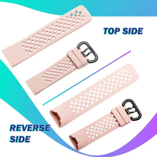 Insten Silicone Watch Band Compatible with Fitbit Charge 3, Charge 3 SE, Charge 4, and Charge 4 SE, Fitness Tracker Replacement Bands for Men and Women, Pink {7}