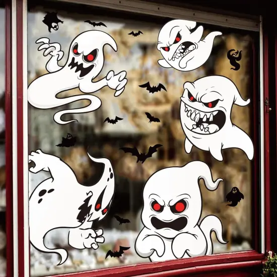 9 Sheet Halloween Window Clings - Evil Ghost {1}