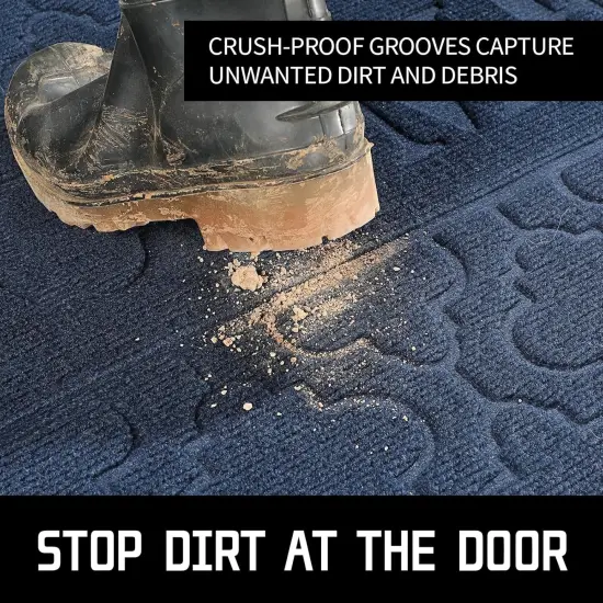 Welcome Mat - Outdoor & Indoor, 29.5x17 All-Season Waterproof, Heavy Duty, Low Profile, Non-Slip, Blue {3}
