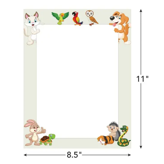 Great Papers! Whimsical Animal Pals Letterhead, for Invitations, Announcements and Personal Messages, Printer Friendly 8.5”x11”, 50 Pack {2}