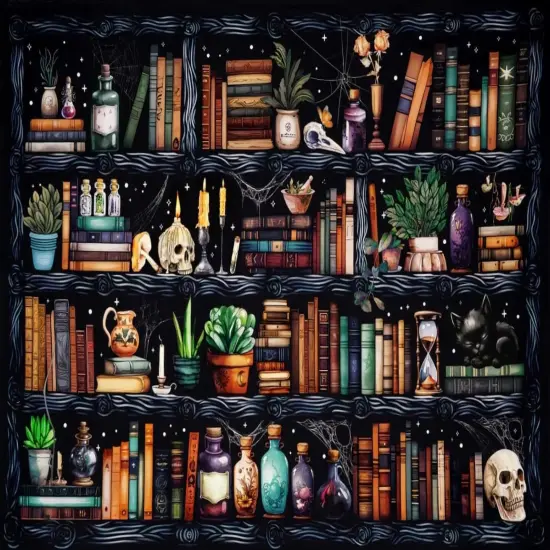 Bookshelf Paint by Numbers for Adults - Gothic Themed Adult Paint by Number Kits with Brushes Acrylic Paints, Relaxing Stress Relief Hobby for Beginners, Teens, Artists, 16"x20" Canvas {1}