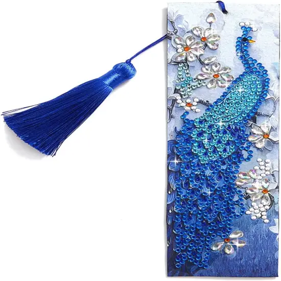 Diamond Painting Tassel Bookmark Art 5D DIY Peacock Kits {1}