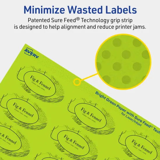 Avery Bright Green Paper Labels, 1-1/8" x 2-1/4" Oval {4}