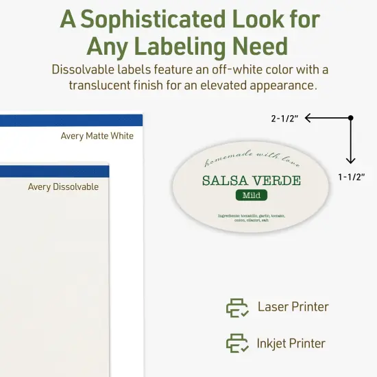 Avery Dissolvable Labels, 1.5" x 2.5" Oval {4}
