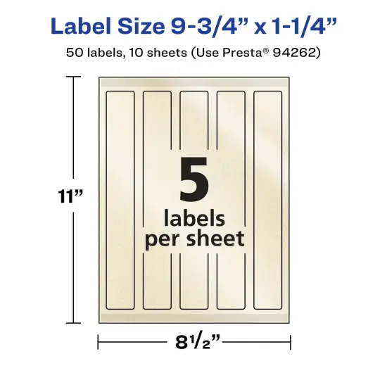 Avery Pearlized Ivory Rectangle Labels with Sure Feed Technology, Print-to-the-Edge, 9.75" x 1.25" {5}