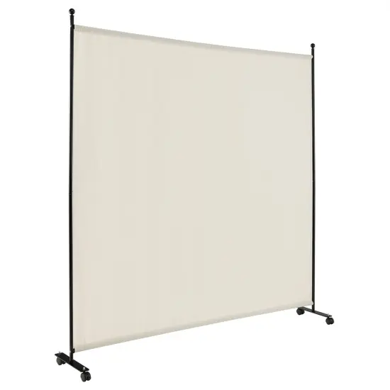 6 Feet Single Panel Rolling Room Divider with Smooth Wheels Black {7}