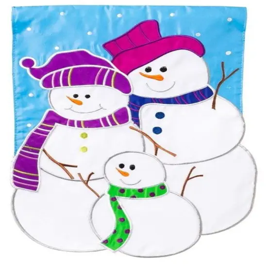 Snow Biz Family Garden Flag 2 Sided Applique {1}