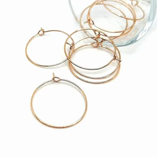 4, 20 or 50 Pieces: Rose Gold Plated Wine Ring Bases - 25 mm {2}