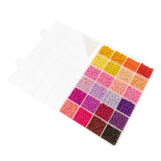 John Bead 12500pcs Assorted 24 Colors Glass Seed Beads 8/0 Jewelry Making Bead Box Warm Tone Palette {3}