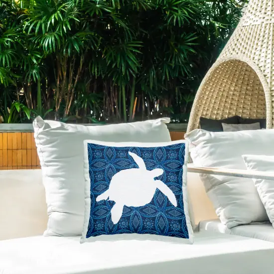 Sea Patterned Turtle Outdoor Printed Pillow Design by Carol Robinson, 18 x 7 x 18 {2}