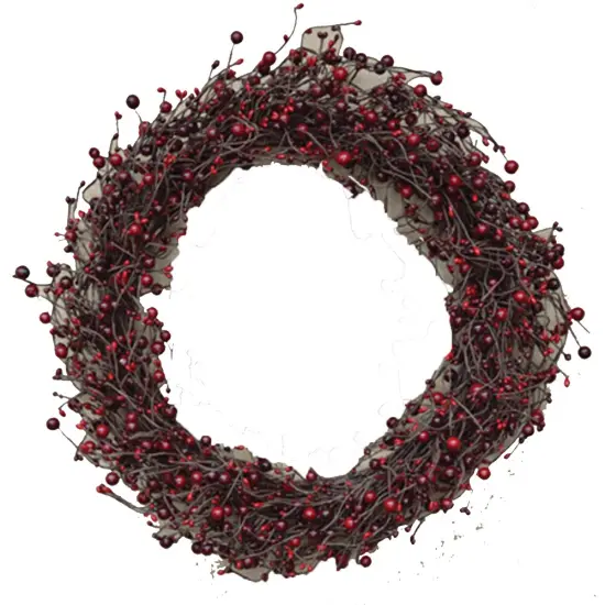 Burgundy & Red Berry Wreath 20" with Customizable Wire Stems {1}
