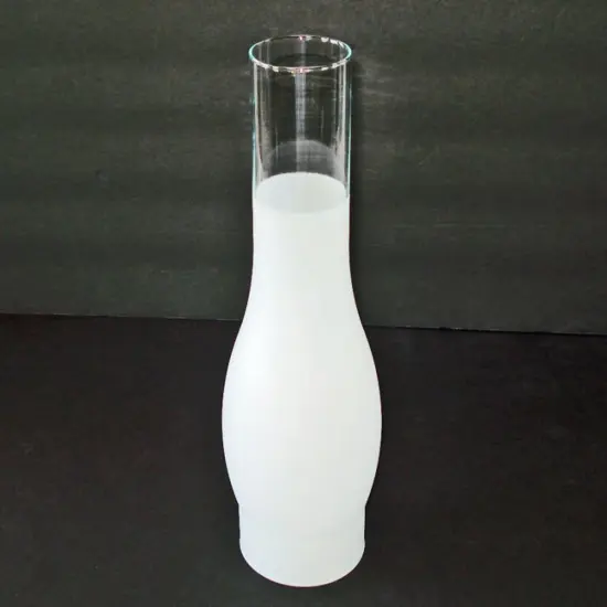 Frosted Glass Lamp Chimney, Replacement Hurricane Globe Measures 2 7/8 Inch Diameter Base x 14 Inches High for Oil or Kerosene Lanterns {4}