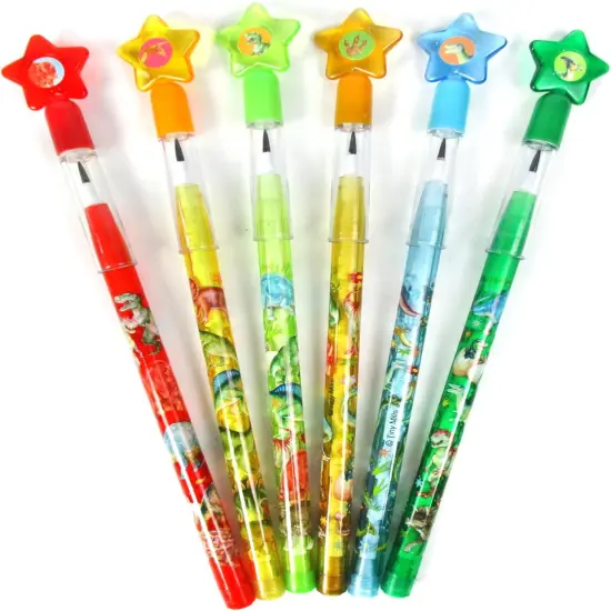 TINYMILLS 24 Pcs Jurassic Dinosaur Stackable Pencil Assortment with Eraser for Party Favors Goodie Bag Stuffers VBS Classroom Rewards Carnival Prize {3}