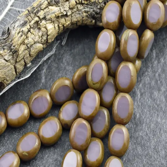 *18* 11x10mm Opaque Purple Travertine Table Cut Oval Beads {5}