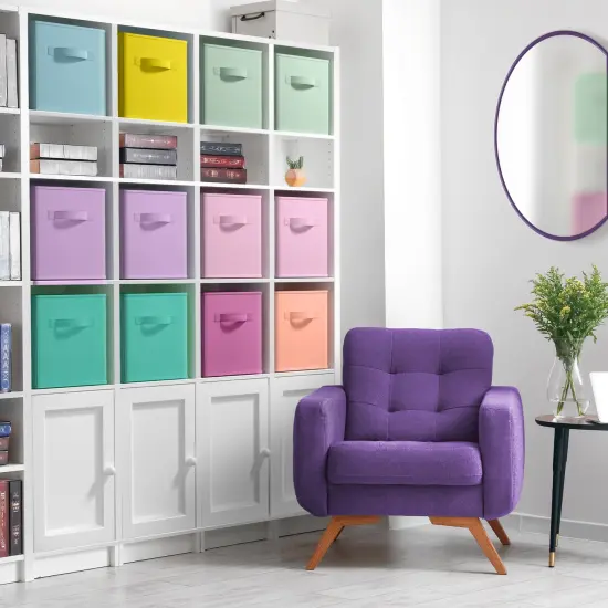 Sorbus Large 13" Storage Bins - 12 Pack Sturdy Collapsible Fabric Storage Cubes with Handle Multicolored pastel {2}