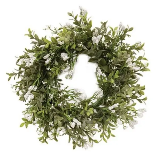 12" Luxberry Candle Ring with Plastic Leaves Foam Berries and Flat Plastic Base {1}