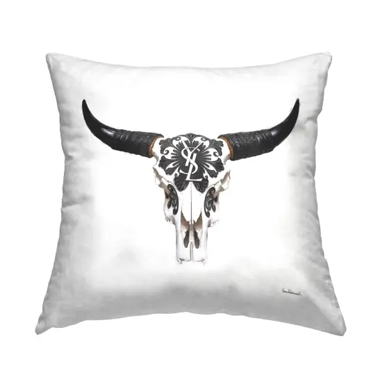 Chic Brand Cattle Skull Decorative Printed Throw Pillow Design by Amanda Greenwood, 18 x 7 x 18 {1}