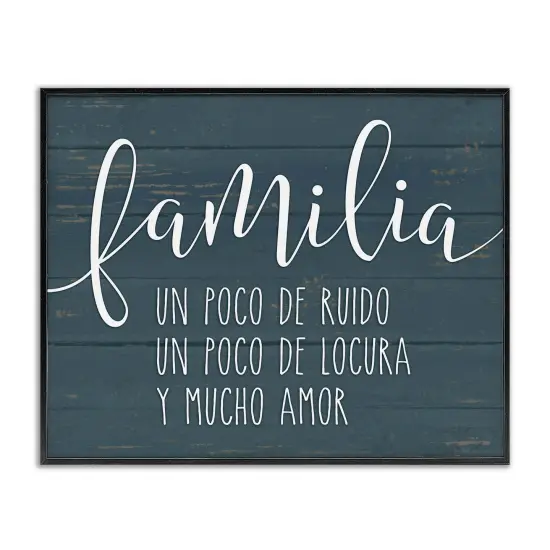 Stupell Industries Familia Y Mucho Amor Framed Giclee Art Black Framed {1}