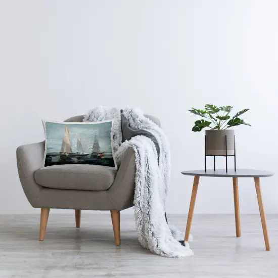 Painterly Sailboat Trio Decorative Printed Throw Pillow Design by Ethan Harper, 14 x 7 x 20 {2}