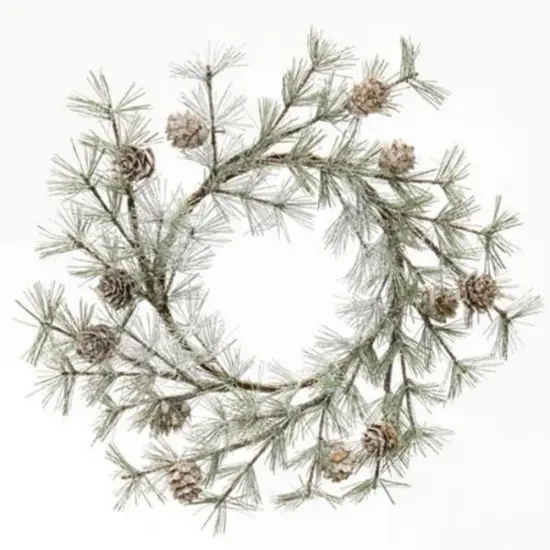 Vintage Glitter Birchcone Pine Wreath 14" {1}