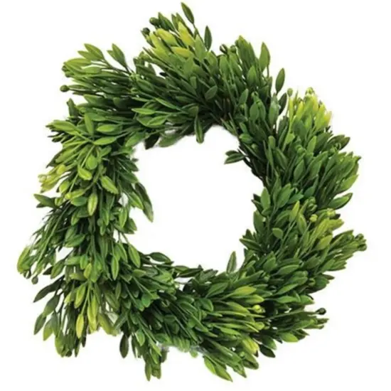 3.5"/8" Green Leaves Seed Head Candle Ring with Natural Twig Base {1}