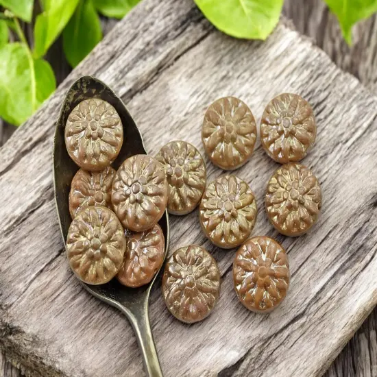 *12* 15mm Antique Pink Silk Picasso AB Dahlia Flower Coin Beads {4}