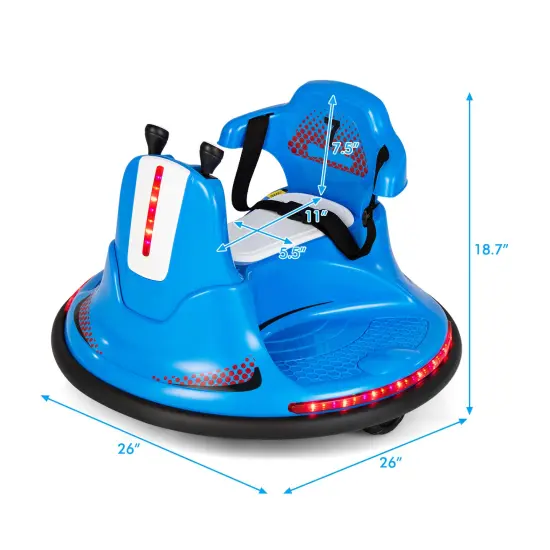 12V Kids Ride On Bumper Car with Remote Control Lights and Music Blue {6}