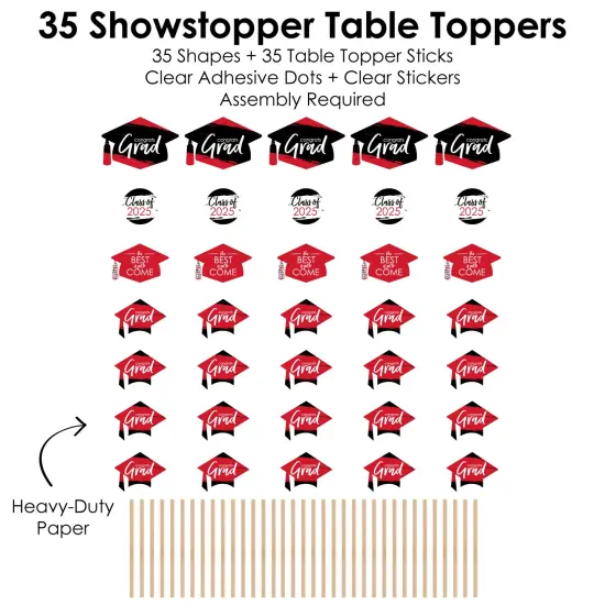 Big Dot of Happiness 2025 Red Graduation Party Centerpiece Sticks - Showstopper Table Toppers - 35 Pieces {7}
