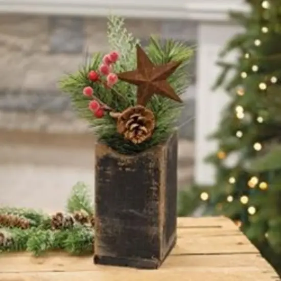 12&rdquo; Tall Brush Pine and Sugar Berry Pick With Rusty Star and Sturdy Brown Wrapped Stem {2}